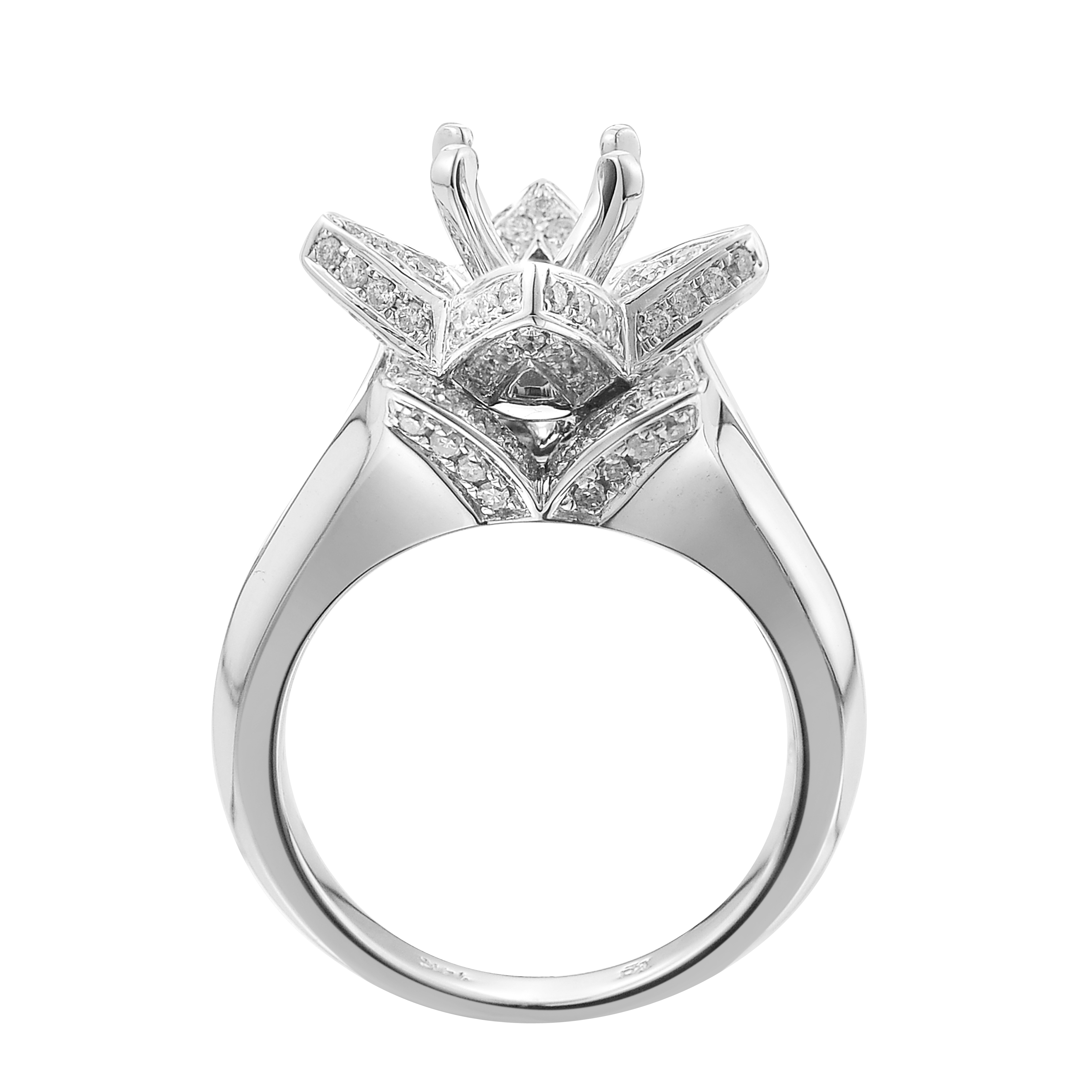 Diamond Engagement Mounting Ring 0.89 ct. 14K White Gold